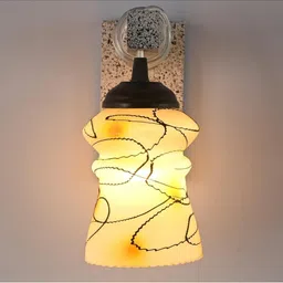 1ST TIME Yellow & White Textured Wood Contemporary Abstract Shaped Shaped Wall Lamp image 2