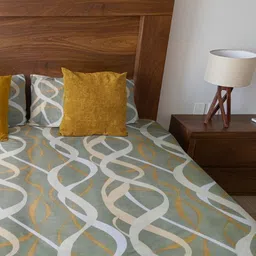 HARYANA HOOPS Green & White Abstract 220 TC Queen Bedsheet Set 2.50m x 2.25m-image-51