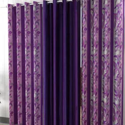 Galaxy Home Decor Purple Set of 3 Floral Window Curtain-image-34