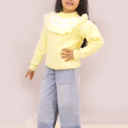 LITTLE GINNIE Girls Woollen Pullover with Fuzzy Detail image 3