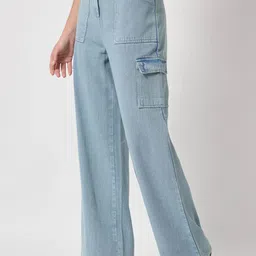 R.Code by The Roadster Life Co. Women Flared High-Rise Low Distress Jeans image 3