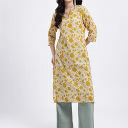 Anouk Rustic Floral Print Mandarin Collar Straight Kurta image 2