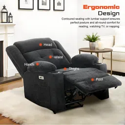 DROGO Luxora Black Zero Gravity Electric Motorised Single Seater Recliner image 3