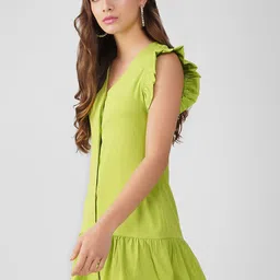 HERE&NOW Women V-Neck Flutter Sleeve Drop-Waist Mini Dress image 5