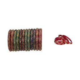 SOMIL Set Of 16 Artificial Stones Studded Ethnic Bangles-picture-16