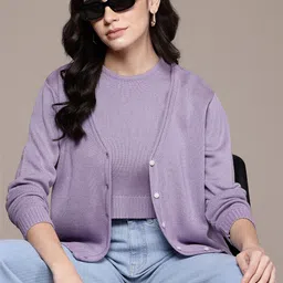 The Roadster Lifestyle Co. V-Neck Cardigan with Top-picture-23