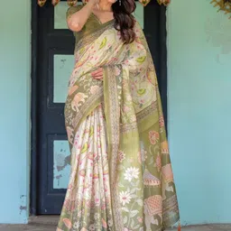 ALMAARI FASHION Ethnic Motifs Printed Pure Cotton Kanjeevaram Saree image 3