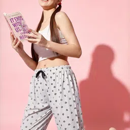 trendy world Pack of 3 Women Heart Printed Cotton Comfortable Pyjama/Lounge Pants image 2