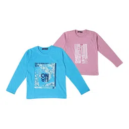 NeuVin Kids Pack of 2 Typography Printed Round Neck T-shirts-picture-50