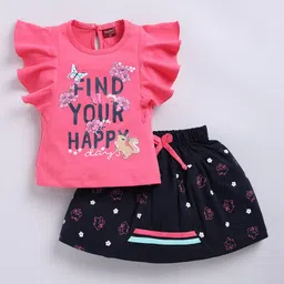 TINY BINY Girls Printed Pure Cotton Top With Skirt-image-55