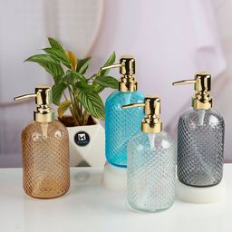 Kookee Orange & Gold-Toned Glass Soap Dispenser Bathroom Accessories-400 ml-picture-28