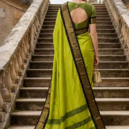 all about you Woven Design Zari Art Silk Handloom Kanjeevaram Saree image 2