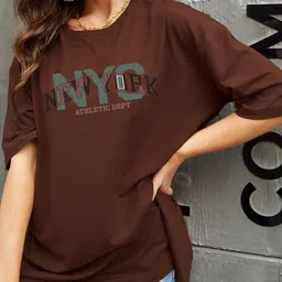 SZN Women Typography Printed Drop-Shoulder Sleeves T-shirt image 3
