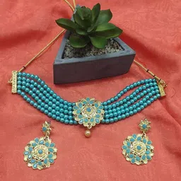 Women Click Gold-Plated Stones Studded Jewellery Set-picture-31