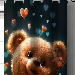 HOMEBREW FURNISHINGS Brown & Navy Blue Quirky Printed Door Curtain image 2