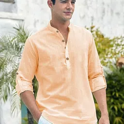 Edin Men Solid Cotton Kurtas image 4