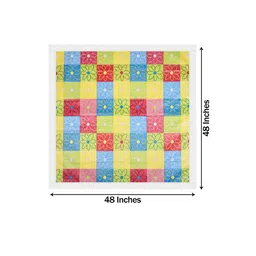 Dakshya Industries Green & Blue Printed Border Anti Slip Oval 4 Seater Table Cover image 3