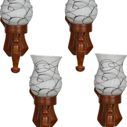 1ST TIME White & White Printed Wood Traditional Abstract Shaped Shaped Wall Lamp-picture-15