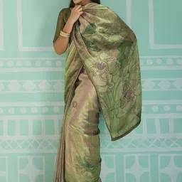 Mitera Women Floral Printed premium soft Organza Saree image 3