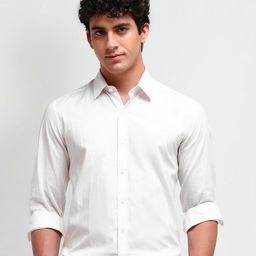 Arrow New York Men Comfort Spread Collar Solid Cotton Slim Fit Formal Shirt-picture-37