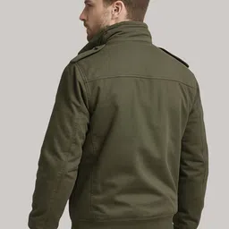 L'monte Men Solid Stand Collar Insulator Outdoor Bomber Jacket image 2