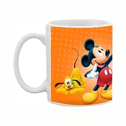 Mr UVD White & Orange Cartoon Characters Printed Ceramic Glossy Mug 350 ml-picture-36