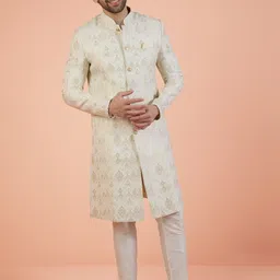 Kisah Woven Design Indowestern Sherwani Trouser Set image 4
