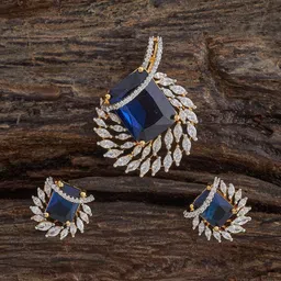 Kushal's Fashion Jewellery Sapphire Rhodium Gold-Plated CZ Party Pendant Set image 1
