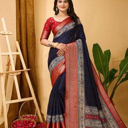 HI FI NX Checked Silk Cotton Kanjeevaram Saree-picture-7