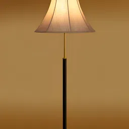 Devansh Off-White & Black Soft Back Cotton Shade With Wooden Base Floor Lamp image 5