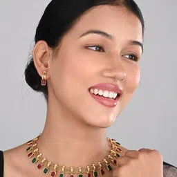 Anvik Gold-Plated Stone-Studded Jewellery Set image 5