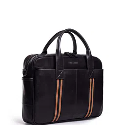 Gauge Machine Unisex Black 16 inch Genuine Leather Laptop Bag with Adjustable Strap image 2