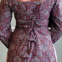 NEW RJP CRAFT Ethnic Motifs Printed Square Neck Flared Sleeves Pure Cotton Kurti image 2