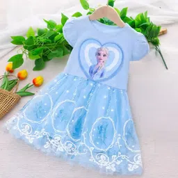 Xsole Girls Frozen Embellished Fit & Flare Mini Dress-image-16