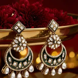 Zaveri Pearls Gold-Plated Meenakari Chandbalis-picture-24