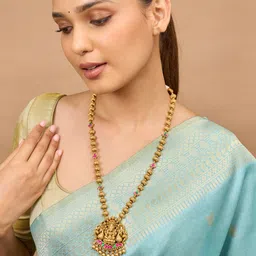 Kushal's Fashion Jewellery Gold-Plated Artificial Stones Studded & Beaded Antique Necklace-picture-57