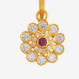 Kushal's Fashion Jewellery 92.5 Pure Silver Gold-Plated CZ-Studded Temple Jewellery Set image 2