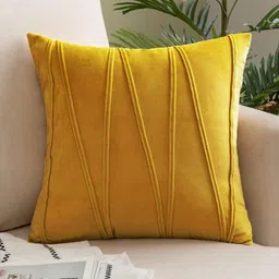 Khooti Gold-Toned Self Design Velvet Washable Square Cushion Covers 10 x 10 Inch-picture-15