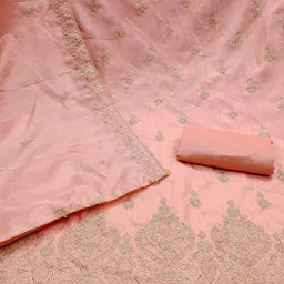 manvaa Blissta Floral Embroidered Zari Unstitched Dress Material image 3