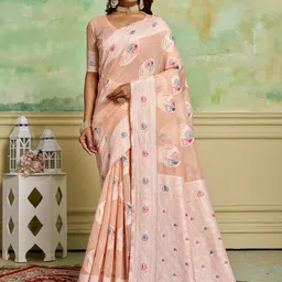 KAYOMMI Ethnic Motifs Zari Pure Cotton Banarasi Saree image 1