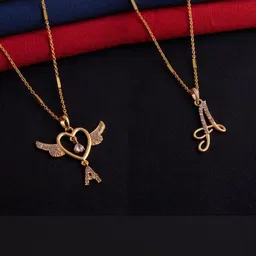 Laksh Enterprise Women Pack of 2 Heart Shaped Pendants with Chains-picture-14