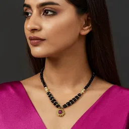 NINAMAAYRA Women Gold-Plated Artificial Stones Mangalsutra-picture-29