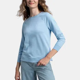 Jockey Super Combed Cotton Solid Full Sleeve Sweatshirt with Raglan Sleeve Styling -AW67 image 4