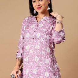 V-Mart Women Floral print Band Collar A-Line Kurta-picture-32