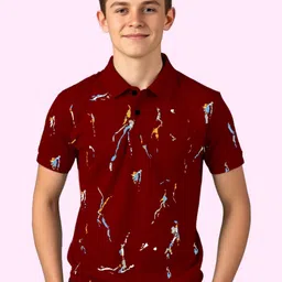 Kiddy Viddy Boys Printed Regular Fit Polo Collar T-shirt-picture-39