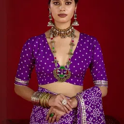 TIRA Bandhani Printed Gotta Patti Detail Bandhani Saree image 4