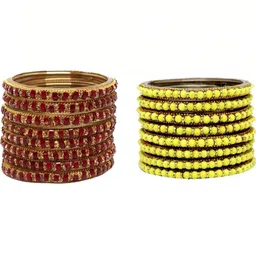 Shasmi Set Of 2 Multi Glass Artificial Stones & Beads Bangle-picture-23