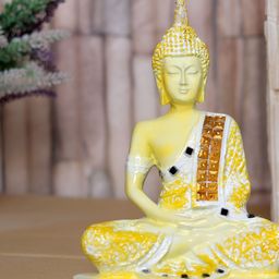 Aura Gold-Toned & White Buddha Idol Showpiece-picture-47