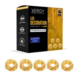 XERGY Pack Of 5 LED String Ladi Lights Warm White Decorative Fairy Lights - 11M Each-picture-28