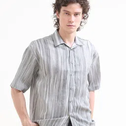 Estilocus Vertical Striped Short Sleeves Oversized Shirt-image-96